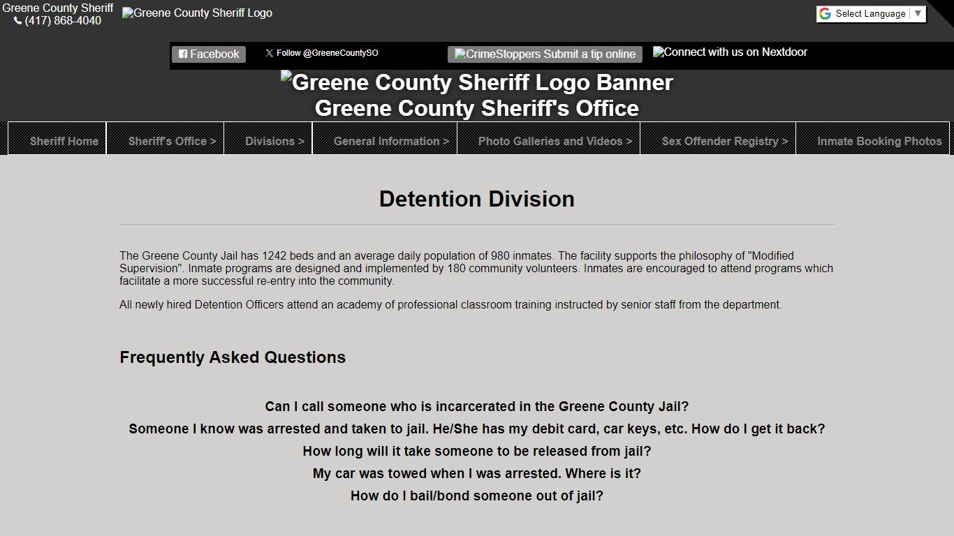 Detention Division - Greene County, Missouri